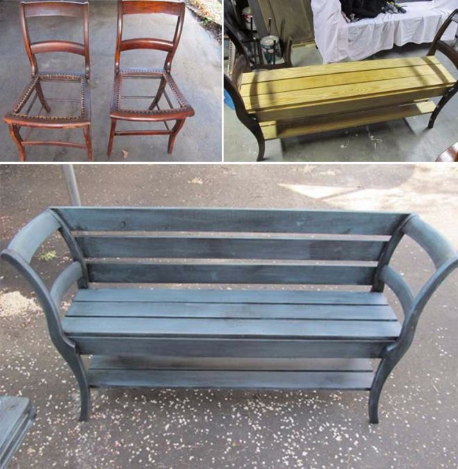 Ways to refurbish old furniture into an outdoor bench - DIY Everywhere