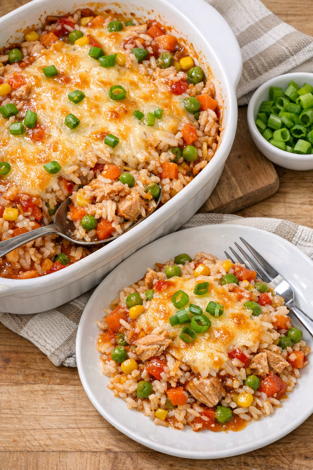 Finished baked sweet chili tuna casserole