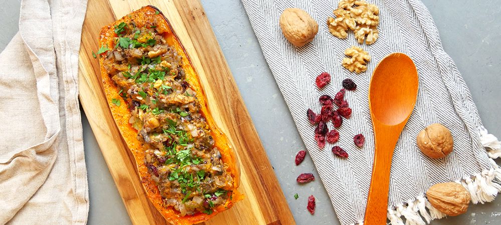 Vegetarian Stuffed Butternut Squash Recipe and Video