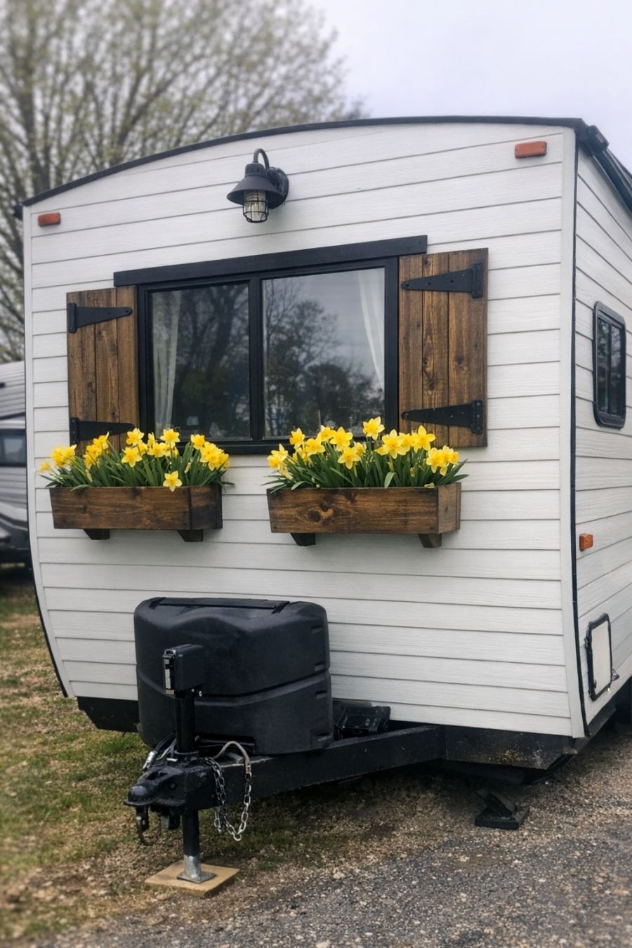Peek inside this simple Amish style white shiplap RV camper. Prepare to ...