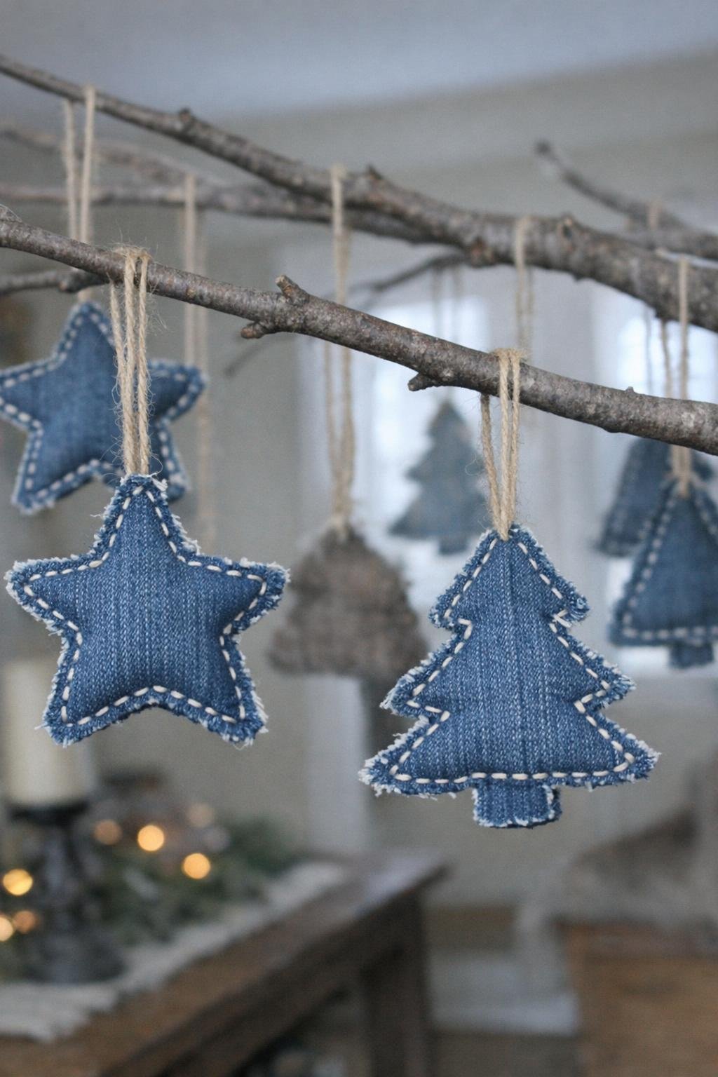 Stuffed denim ornaments