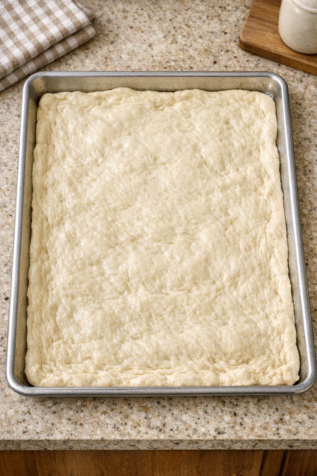 Greased sheet pan ready for dessert