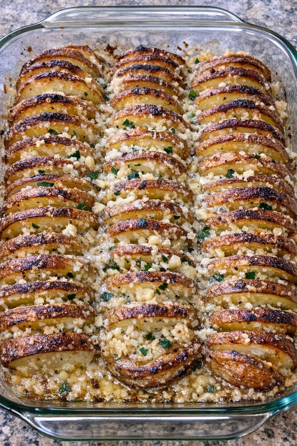 Finished hasselback potato casserole