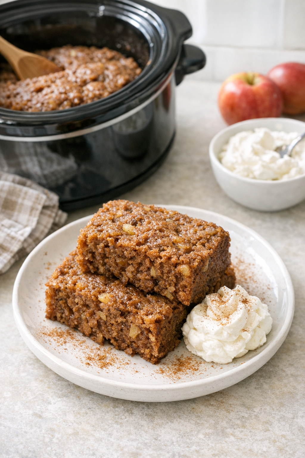 Finished applesauce cake on a plate