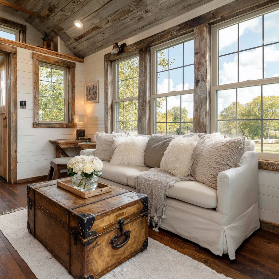 Discover this charming two-story contemporary farmhouse. The interior ...