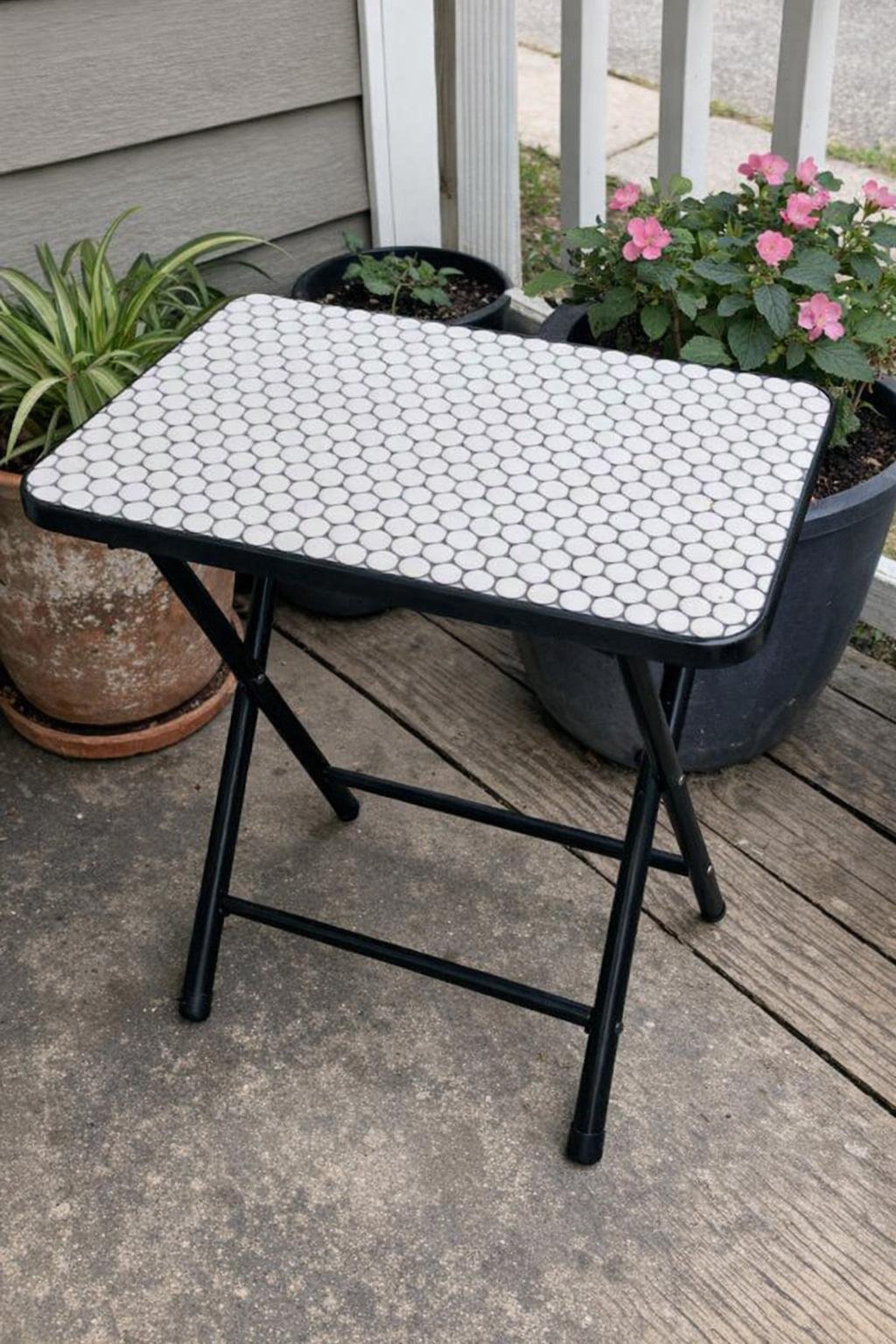 Penny-tile mosaic TV tray side table