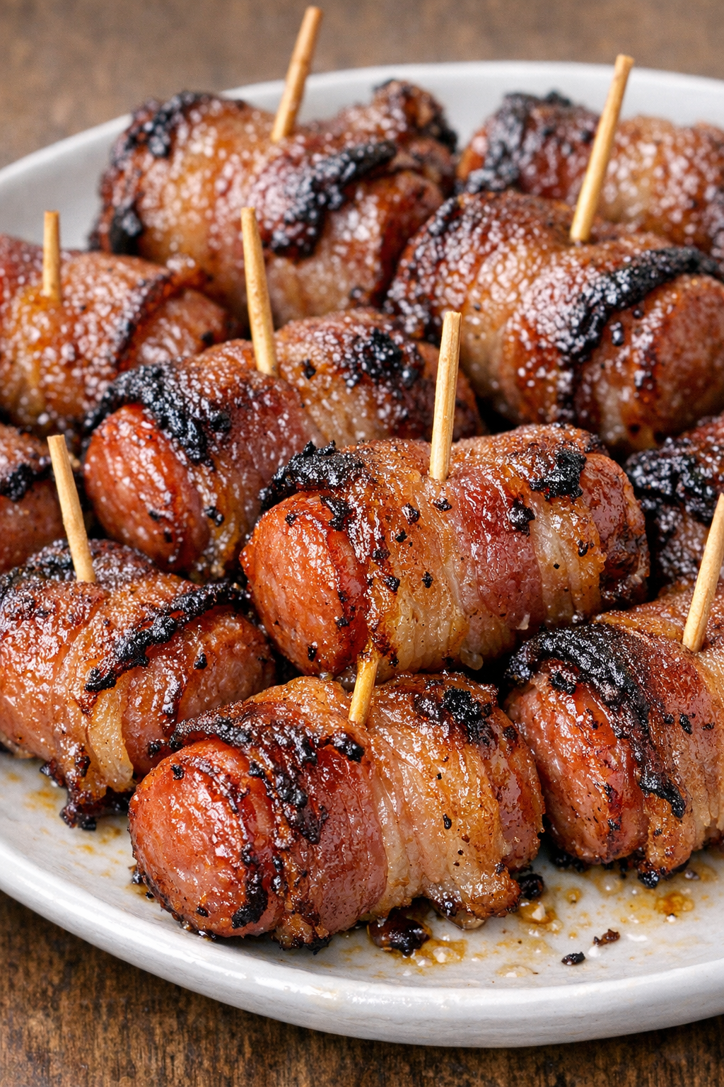Low carb 3-ingredient hot dog bites on a serving platter