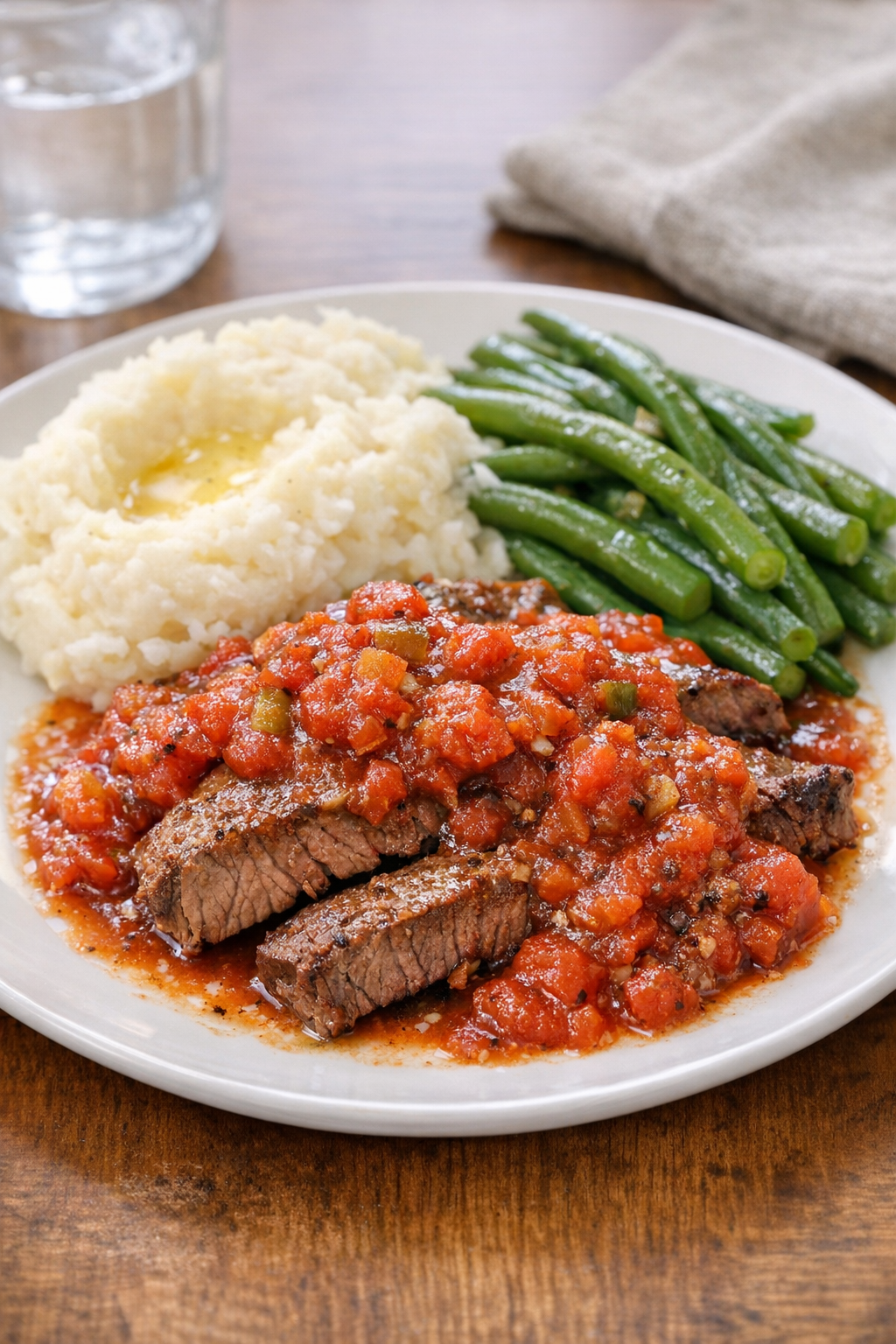 Finished beef salsa bake plated for dinner