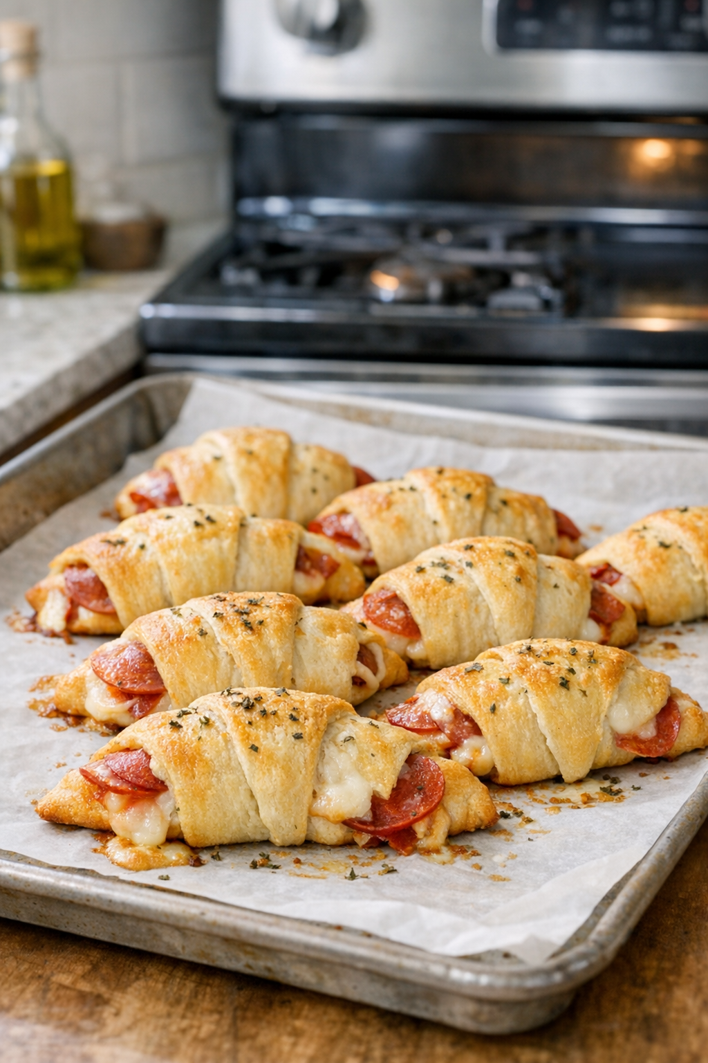 Prepared baking sheet with oven preheating