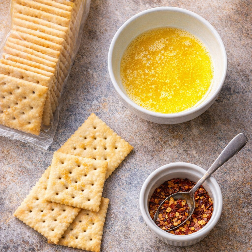 Three simple ingredients for spicy saltines