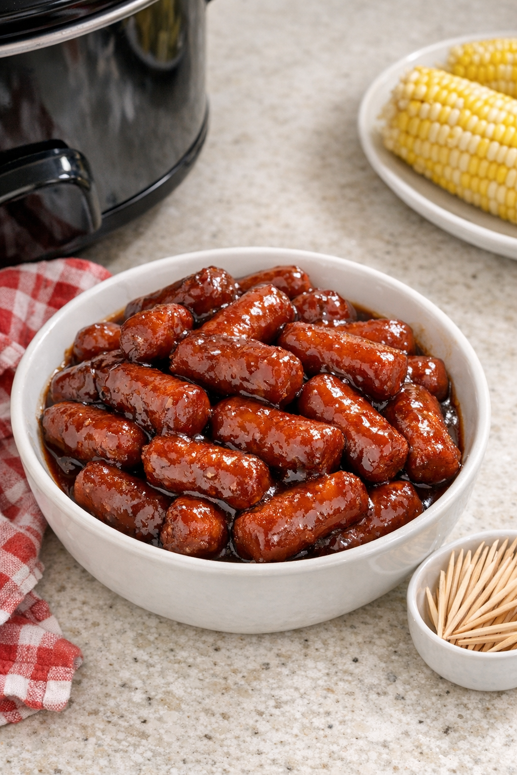 Finished slow cooker beef Vienna sausages in sauce