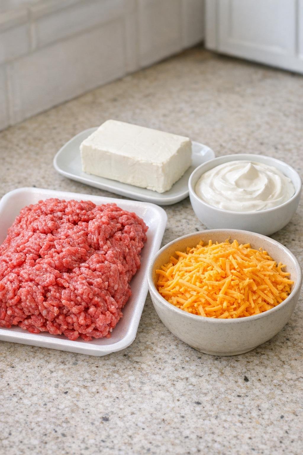 Main ingredients for beef bradford
