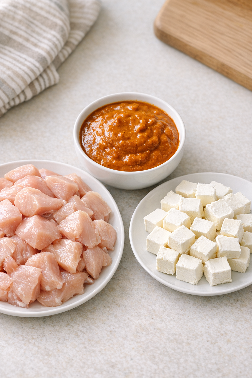 Chicken, tikka masala sauce, and cream cheese ingredients
