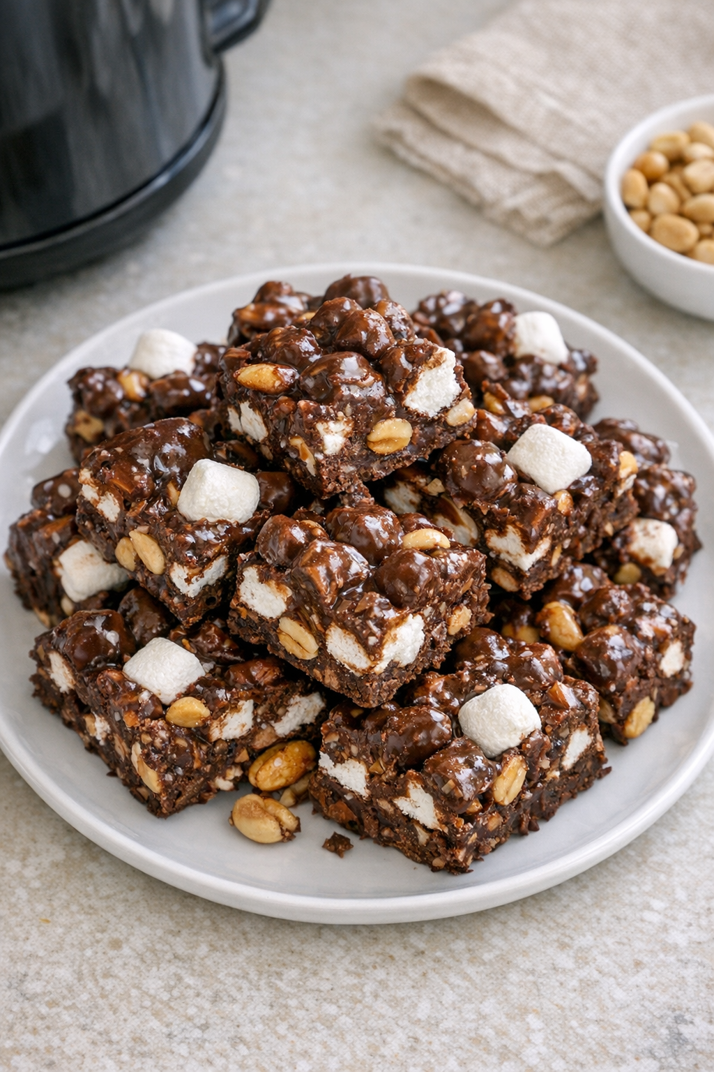 Finished rocky road dessert on a plate