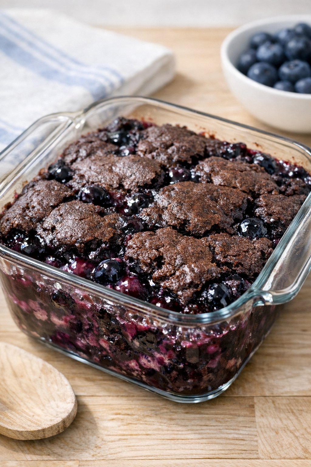 Blueberry brownie cobbler variation