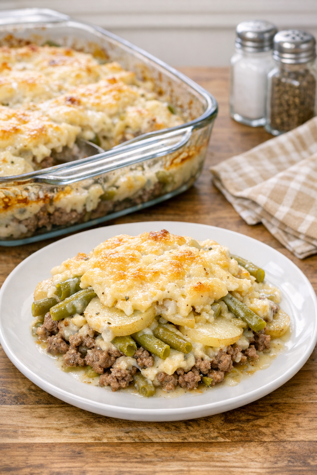 Finished Amish haystack casserole on a plate