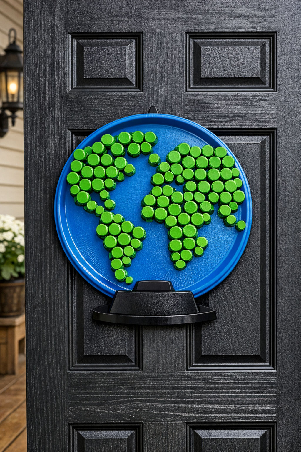 Finished giant back-to-school globe front door hanger