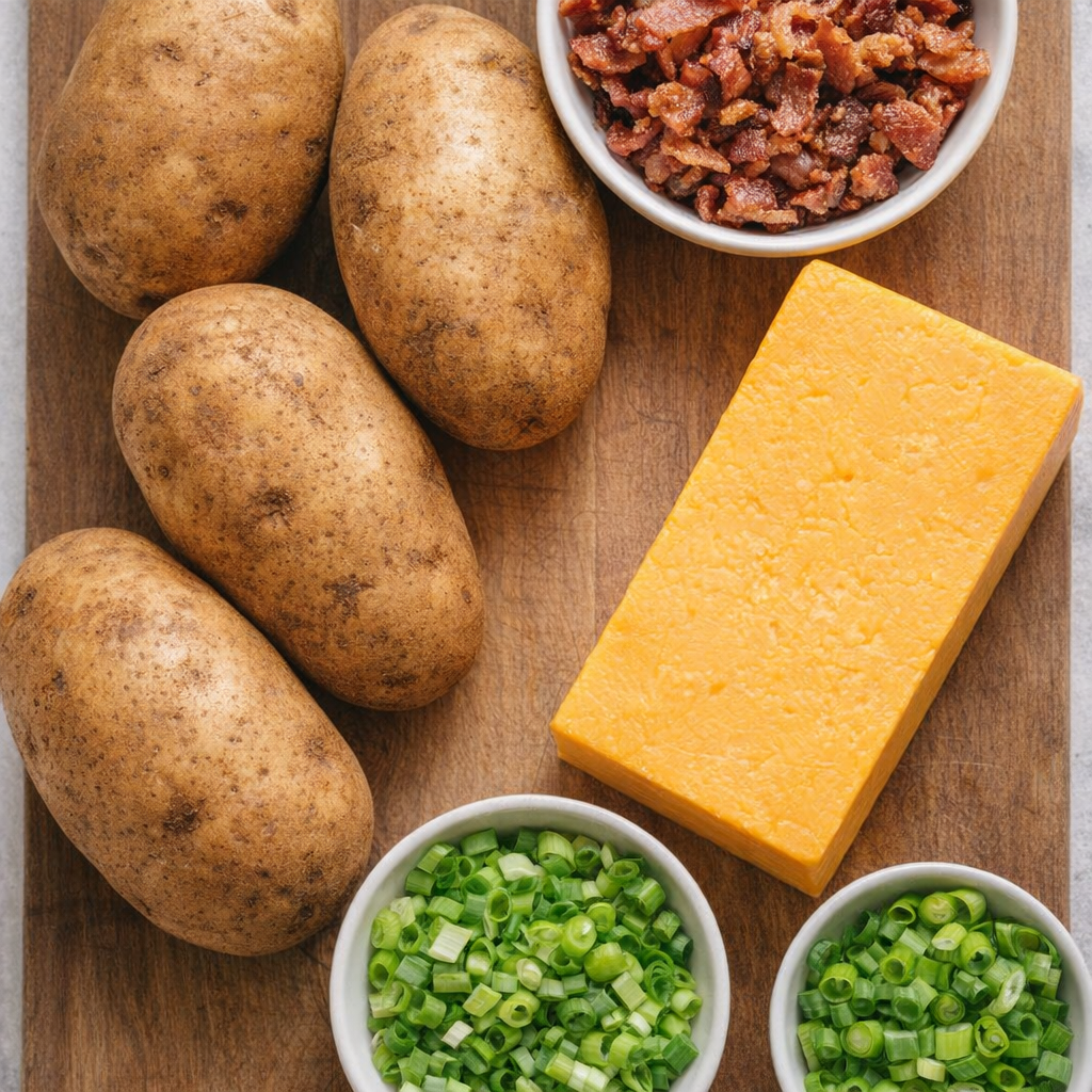 Simple ingredients for Irish nachos arranged on a counter