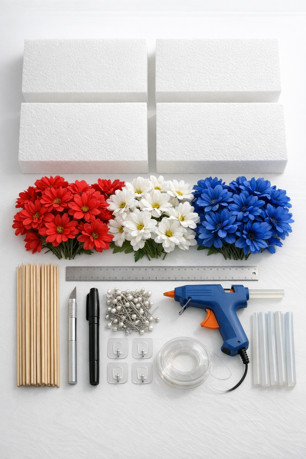 Materials for oversized floral Styrofoam party letters