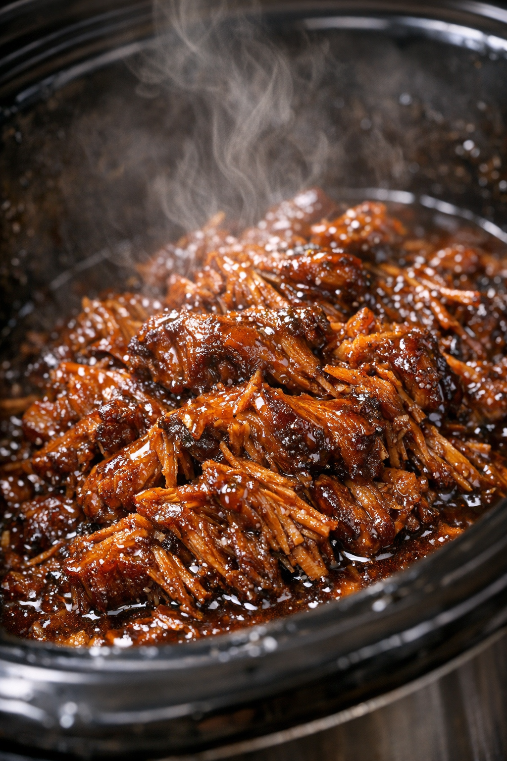 Finished slow cooker caramelized protein