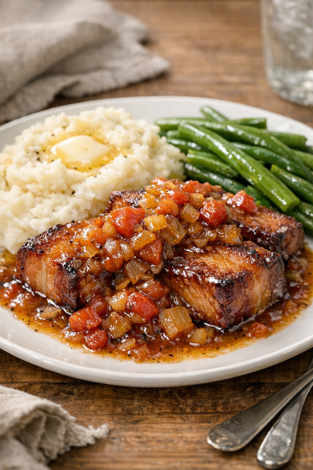 Finished vintage bacon supper plated with sides