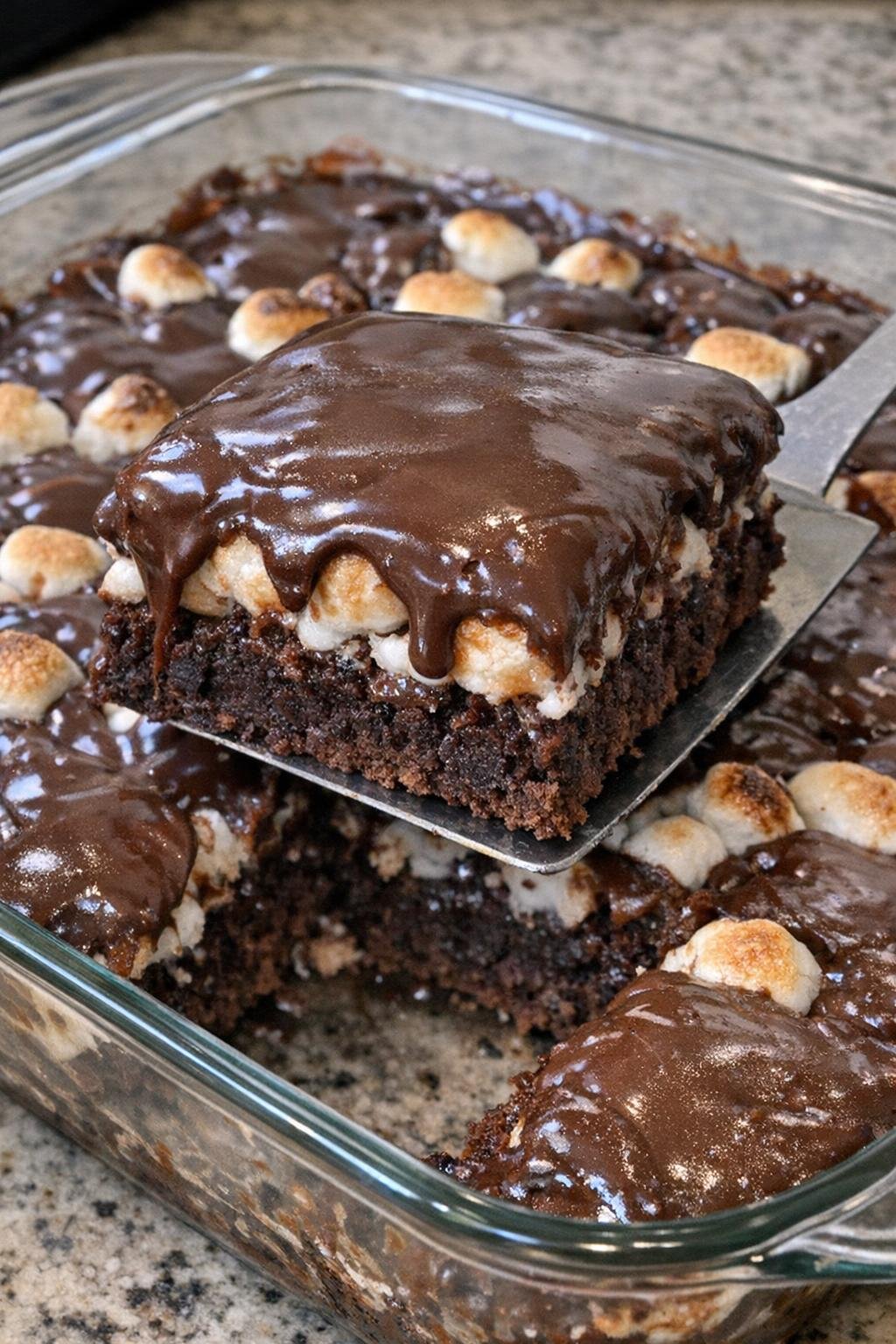 Mississippi mud bars in a glass casserole dish