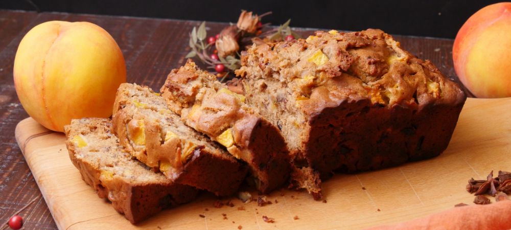 In 3 Easy Steps, Whip Up This Peach Quick Bread. Guests Will Want At Least 2 Slices! Recipe and Video