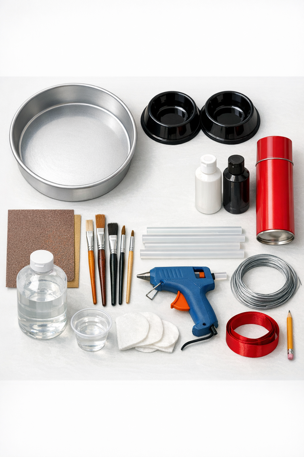 Materials for making a giant alarm clock door hanger laid out on a table