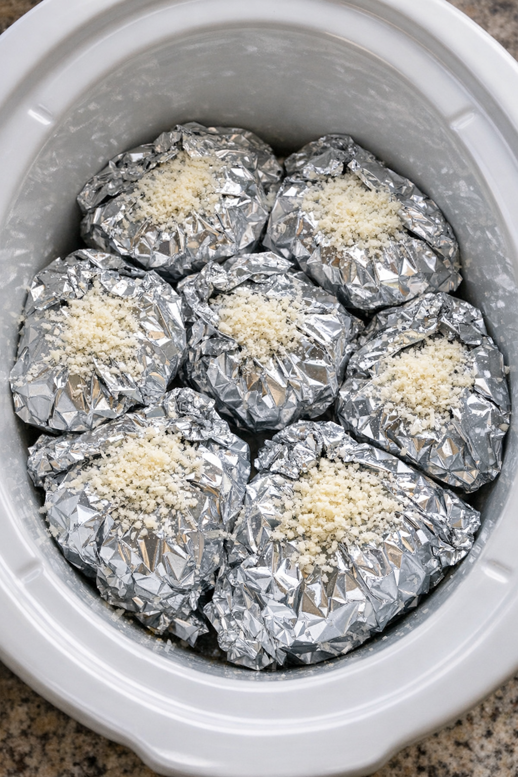 Slow cooker cheesy mushroom ravioli packets in foil