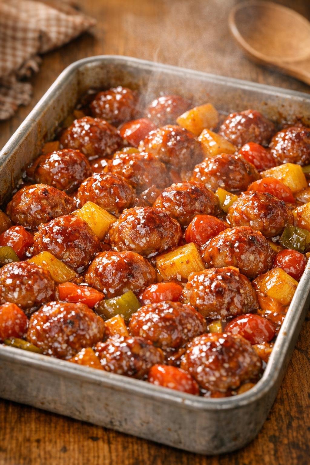 Variation made with meatballs in glaze