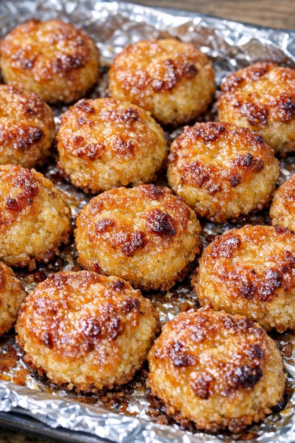 Southern 3-ingredient crispy diner bites on a foil-lined baking tray