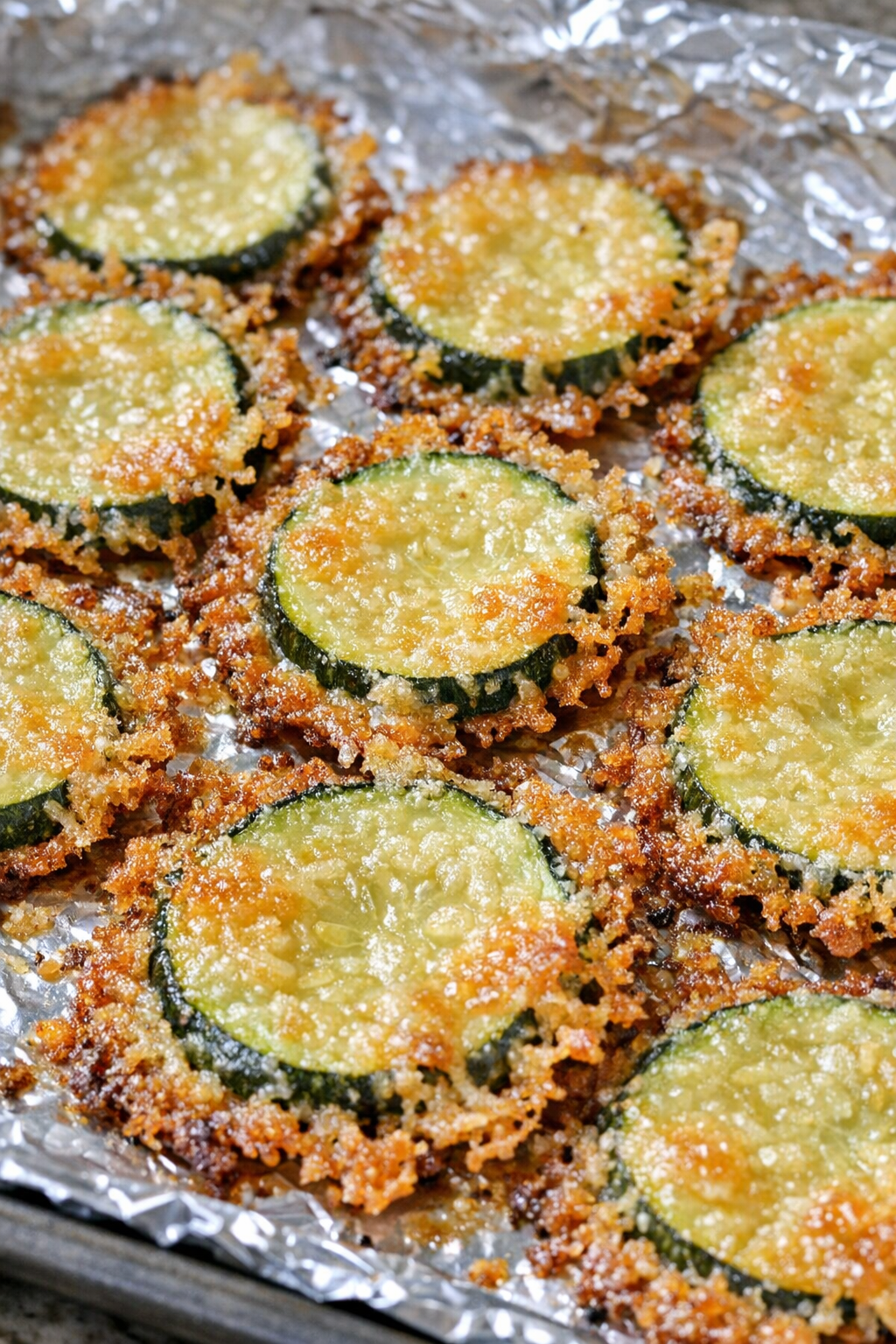 Low carb parmesan zucchini crisps fresh from the oven