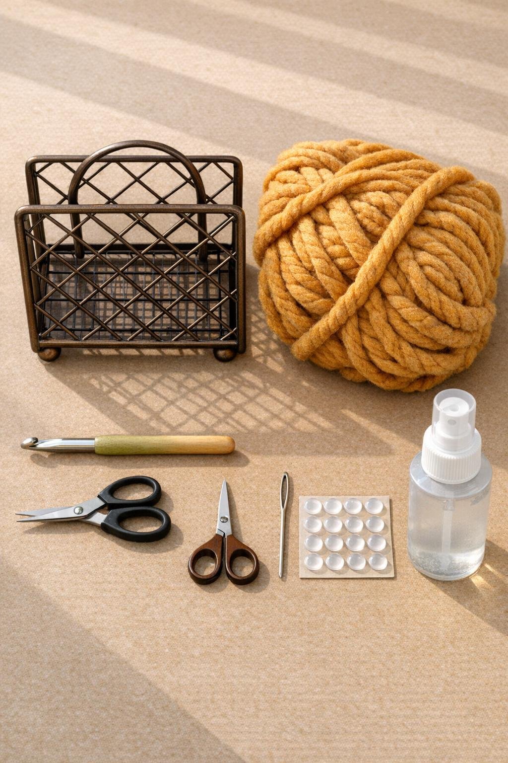 Materials for crocheted wire napkin holder basket