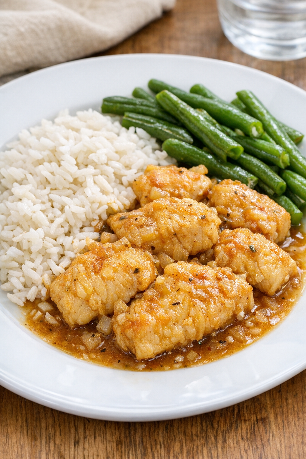 Finished slow cooker catfish plated with sauce