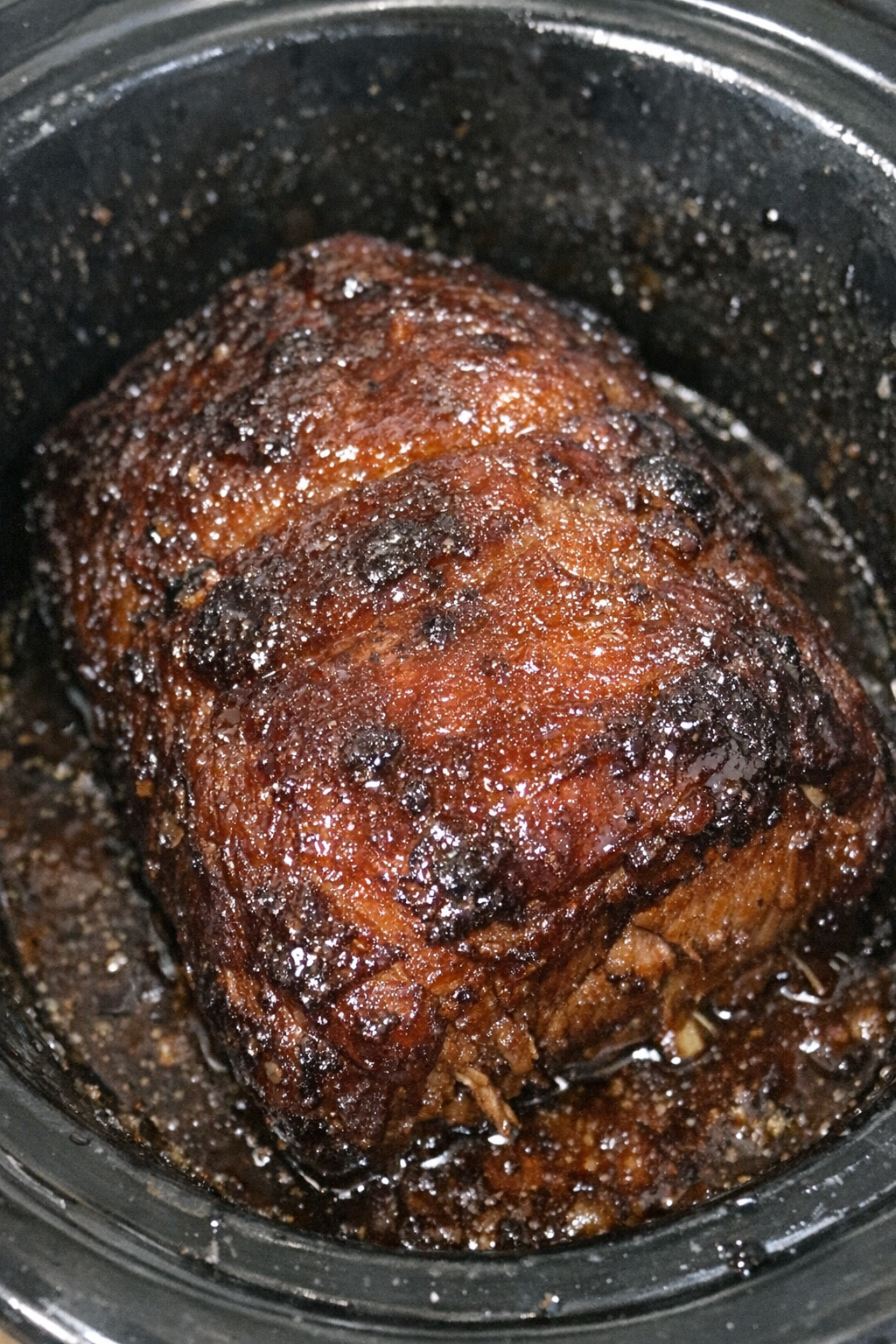 Heavily glazed slow cooker pork