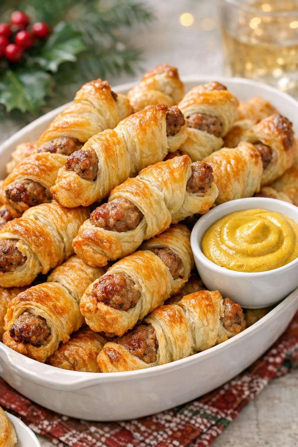 Plated sausage twists ready to serve