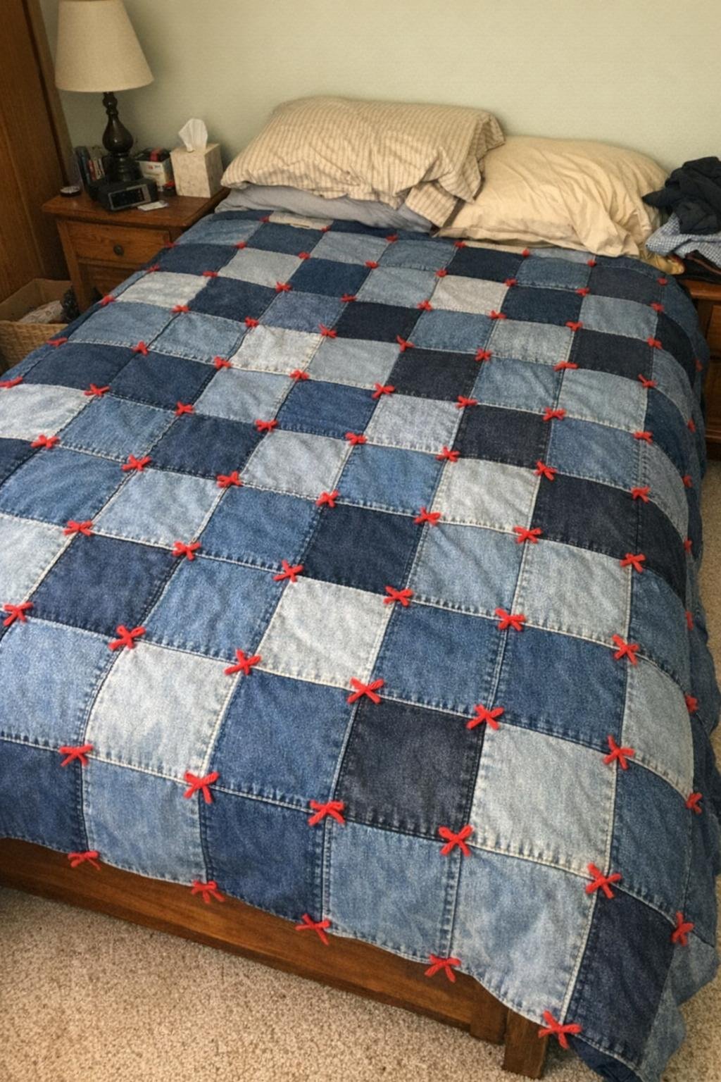 Denim square quilt