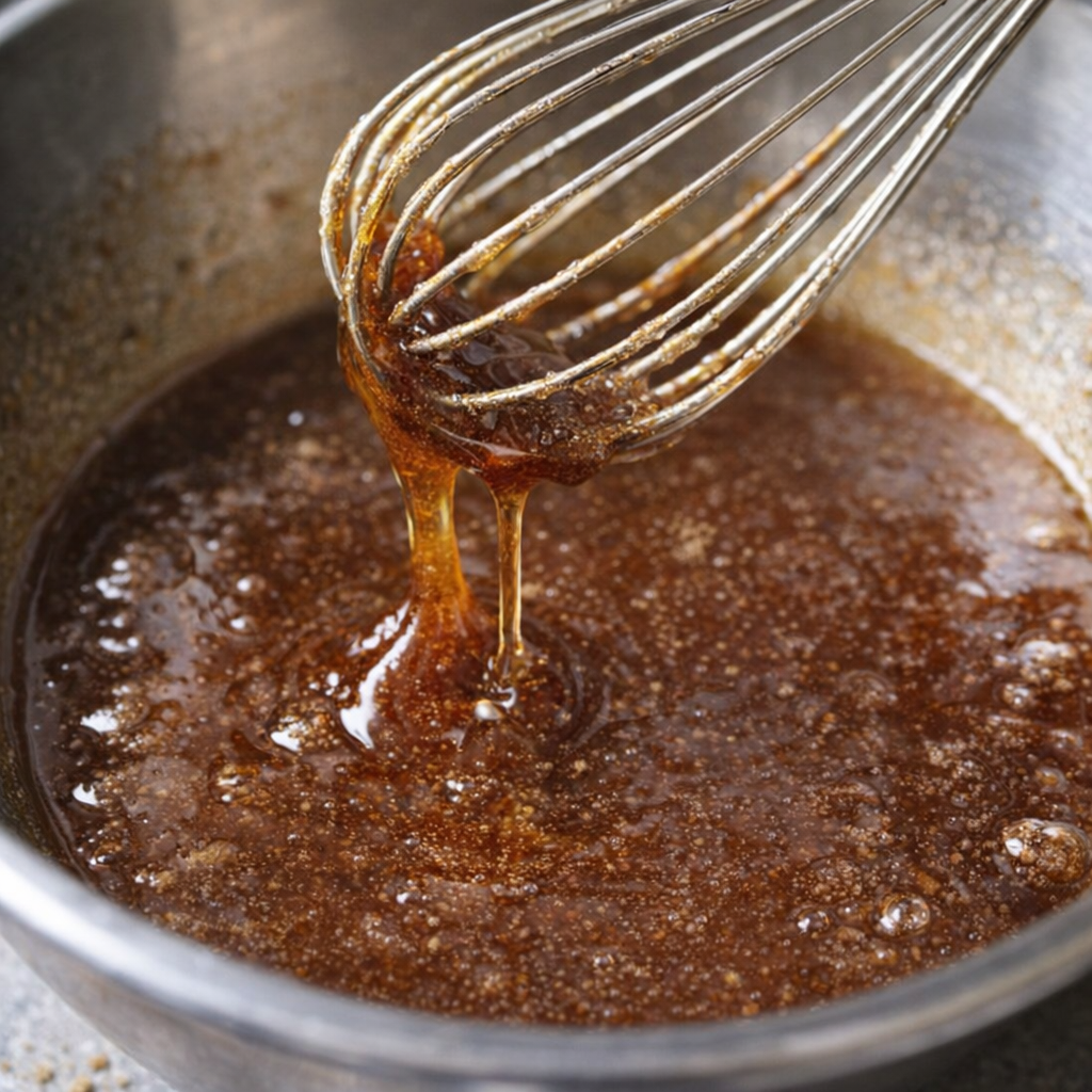 Cinnamon sugar syrup being mixed in a bowl