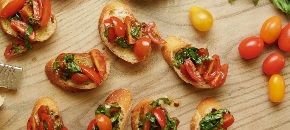Vegetarian Tomato And Basil Brushetta  Recipe and Video