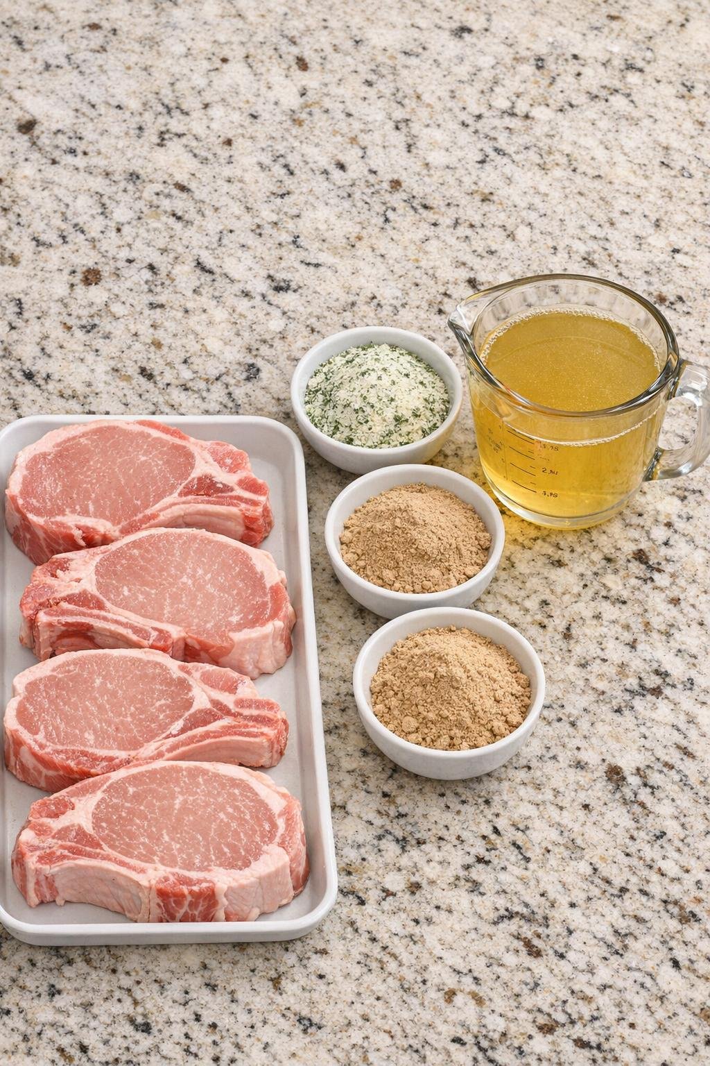 Main ingredients for slow cooker ranch pork chops