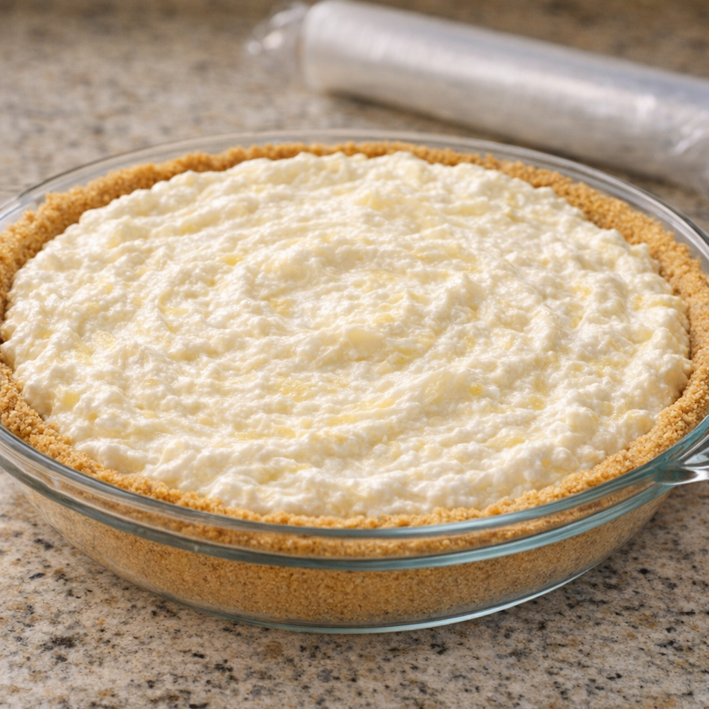 Freshly filled pie before chilling