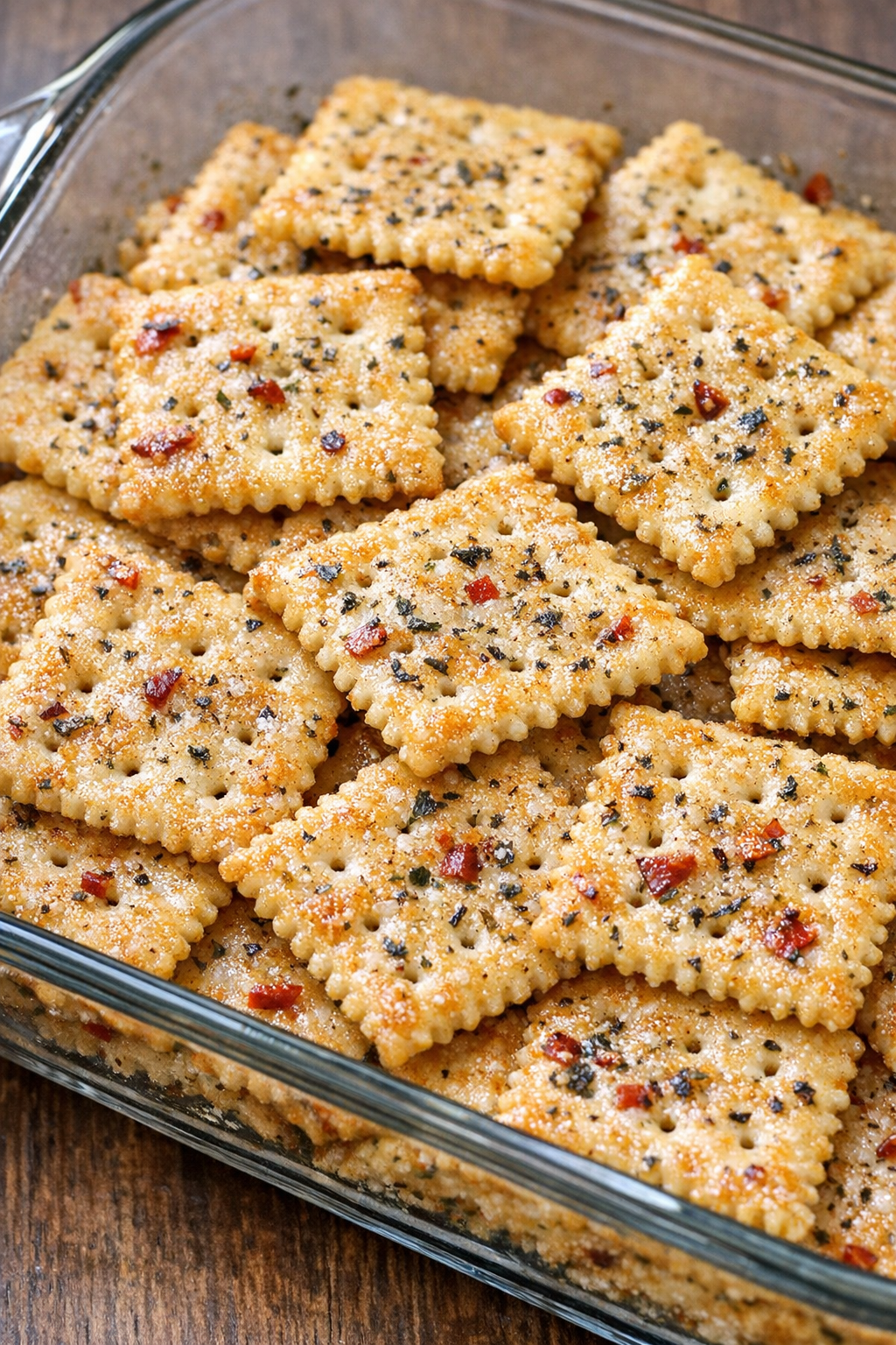 Southern 4-ingredient fire crackers in a glass casserole dish