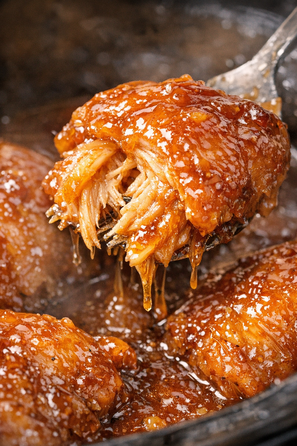 Glazed slow cooker chicken in amber sauce