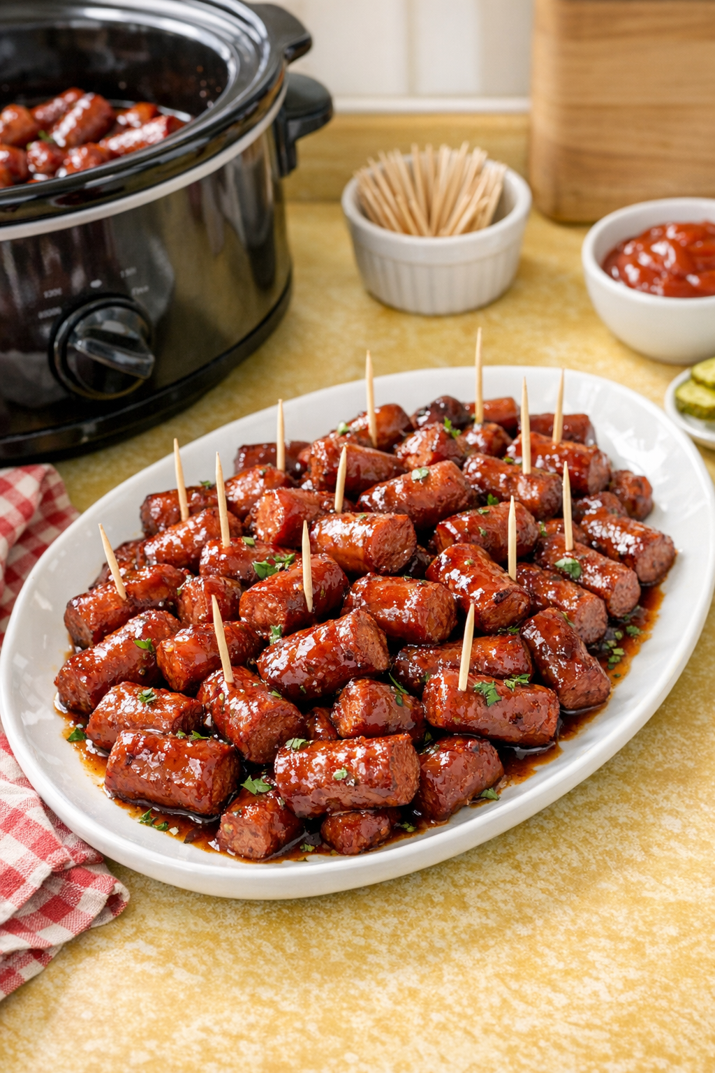 Finished platter of cherry cola summer links