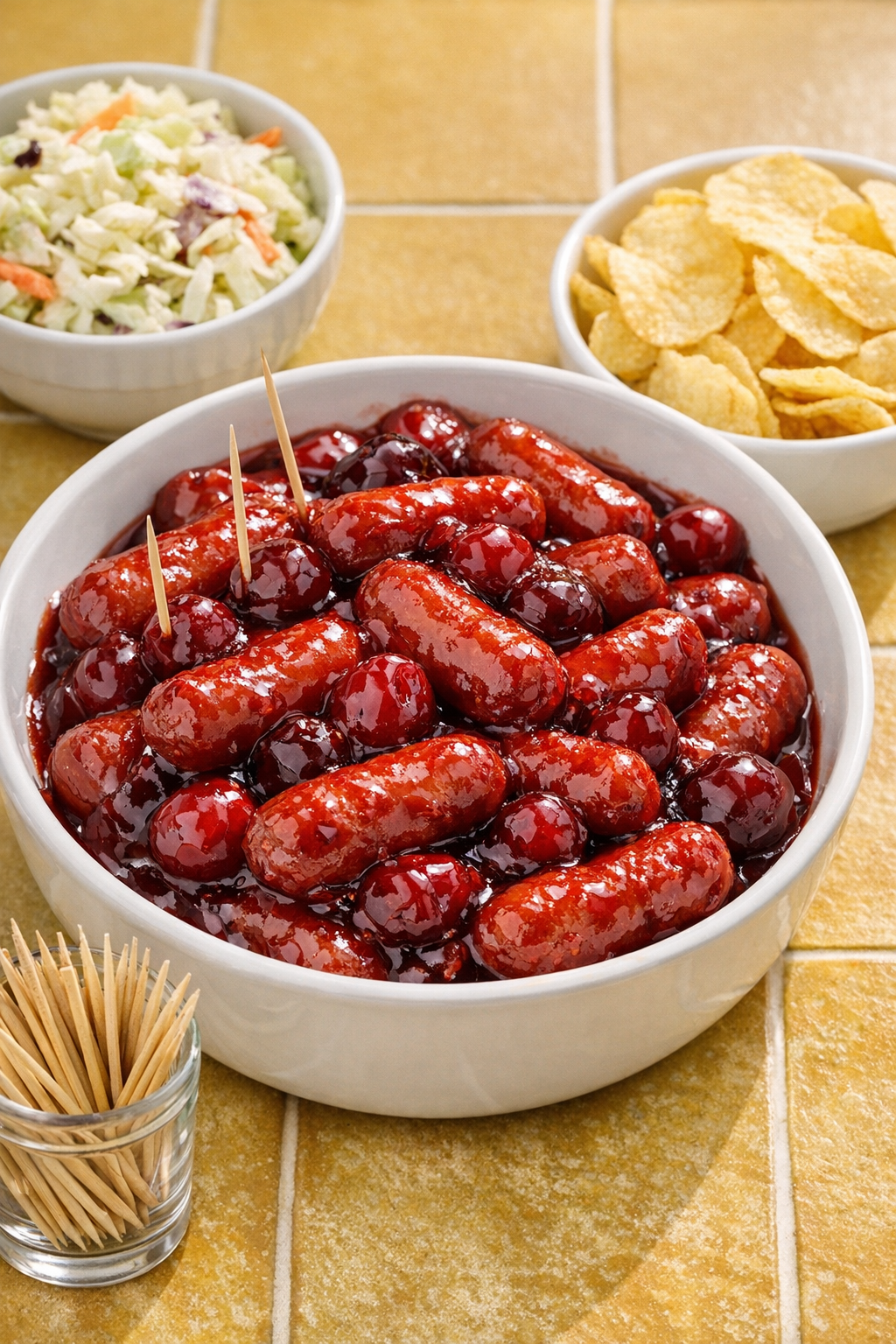 Cooked cherry pie smokies ready to serve