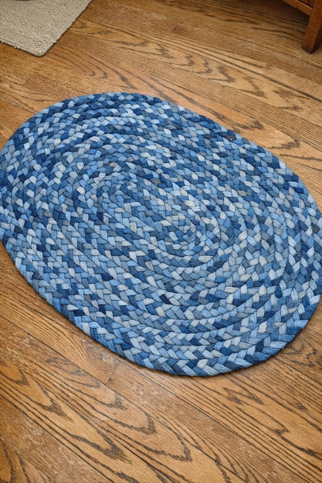 Denim rag rug