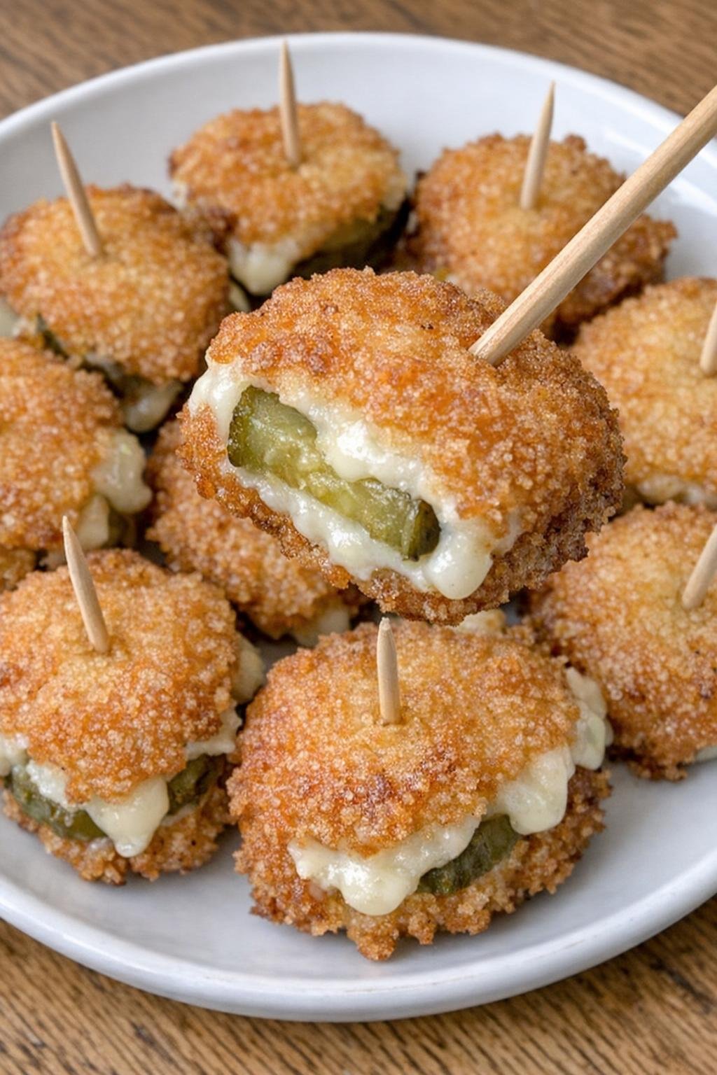 Close-up of pickle hawthorne bites on a white plate