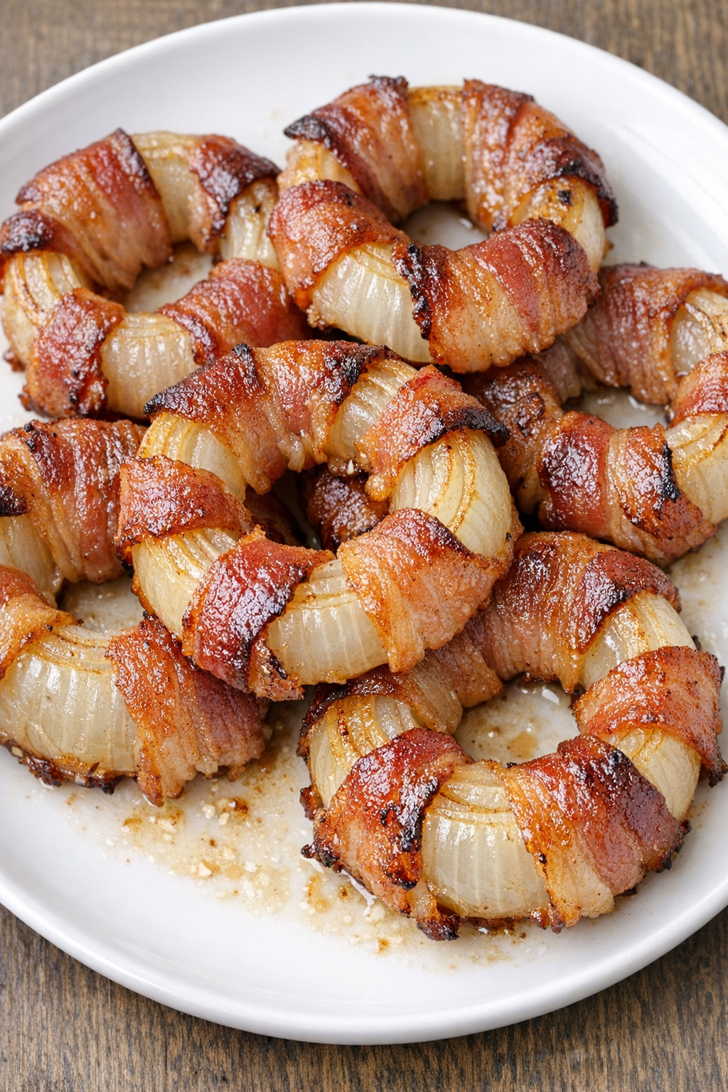 Low carb bacon onion bakes on a white plate