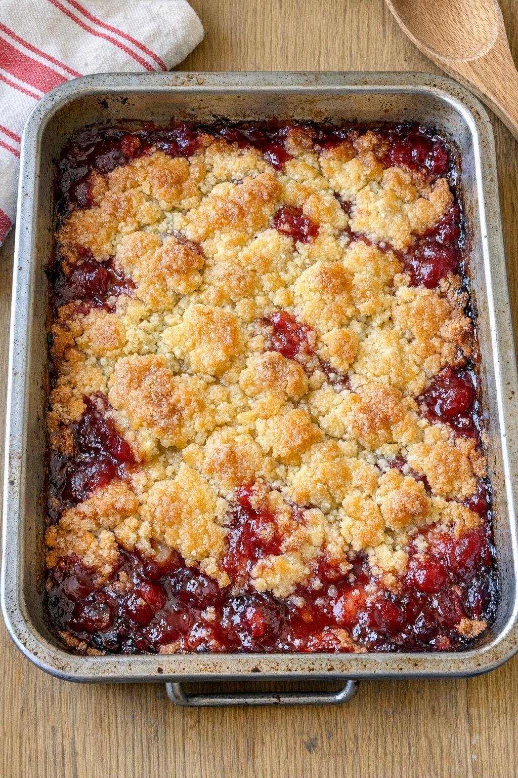 Baked cranberry dessert in a roasting pan