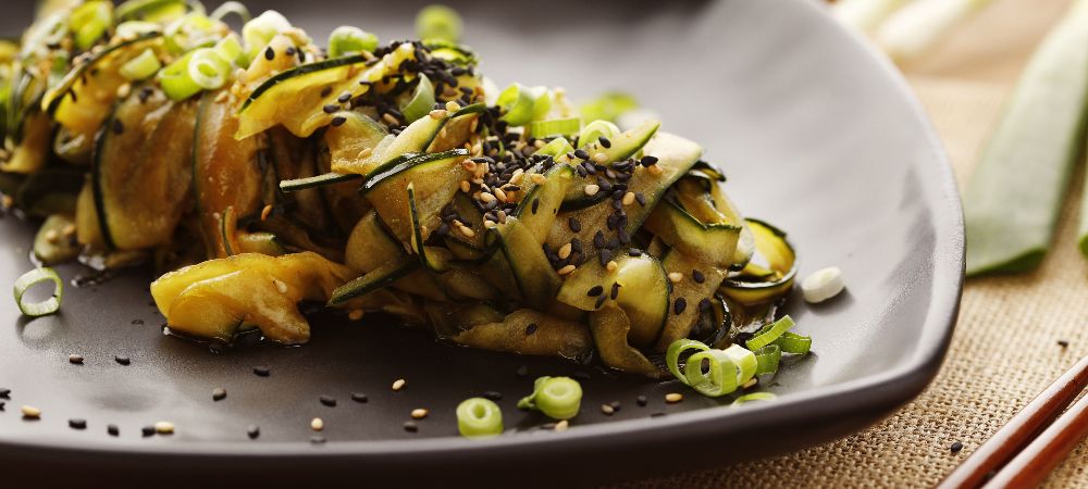 Vegetarian Sesame Marinated Cucumber Noodles Recipe and Video